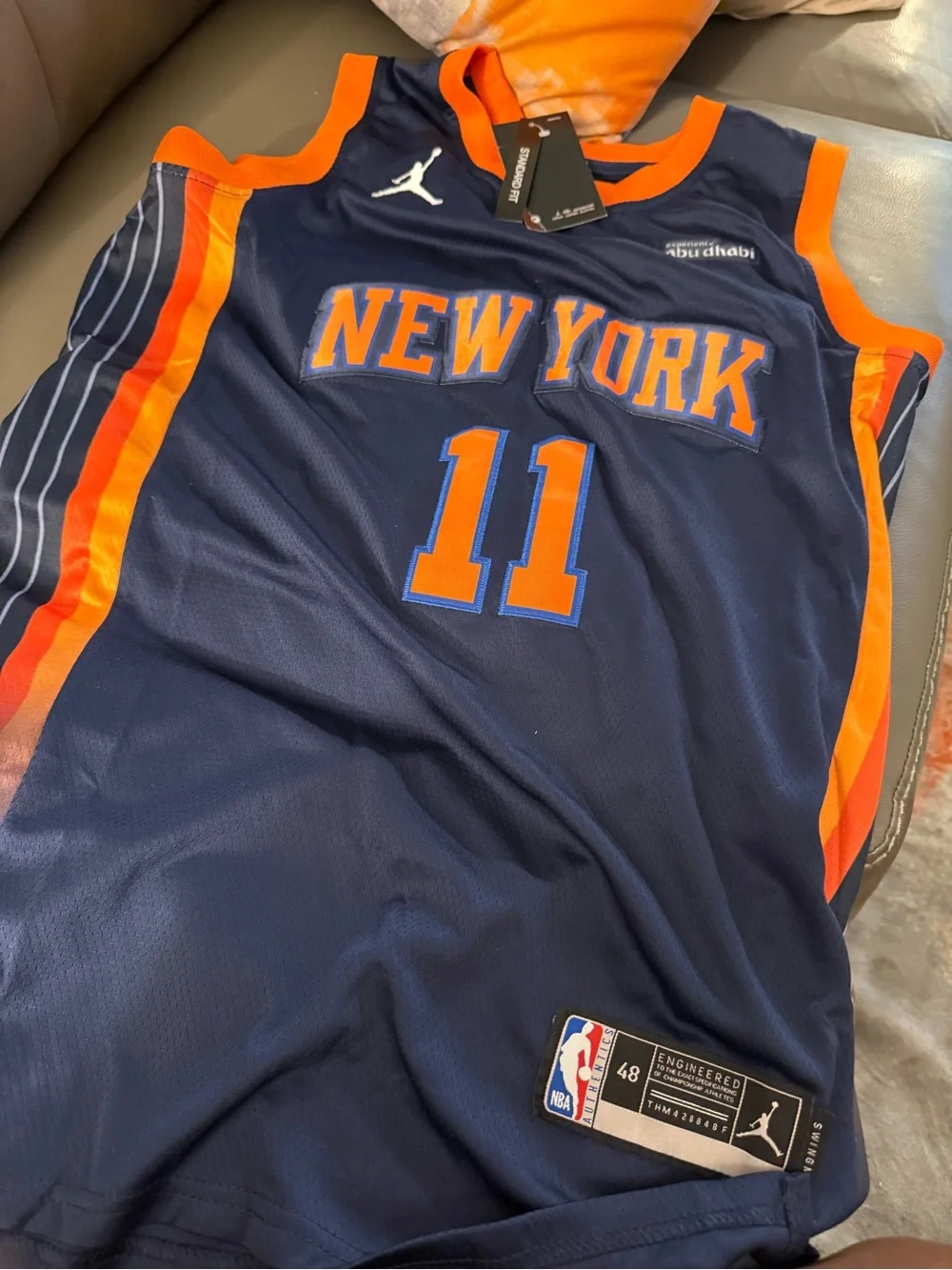 Jordan Navy & Orange New York #11 Basketball Jersey